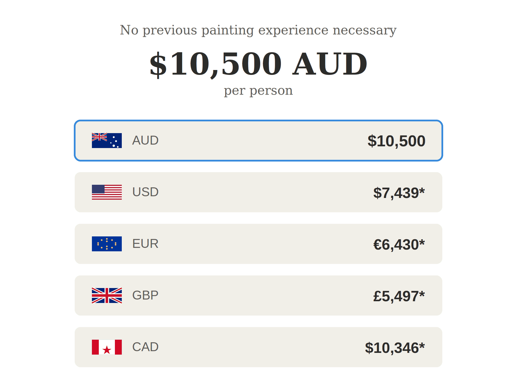 Blooms Pricing Currency