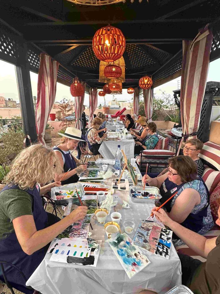 French Art School Morocco Painting Session Riad