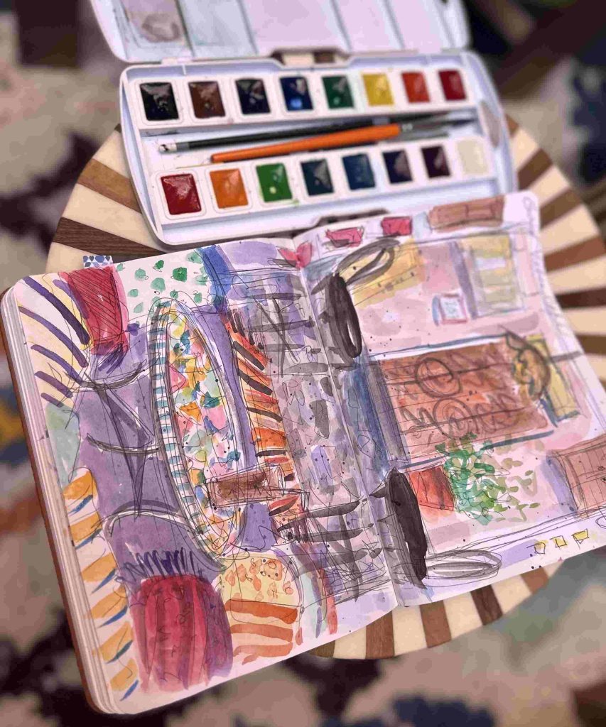 French Art School Student Watercolour Travel Diary